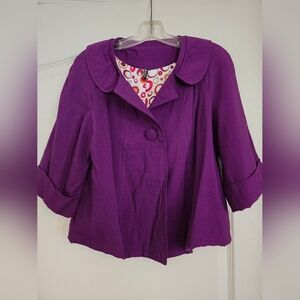 Ambition purple three quarter sleeves jacket, size L